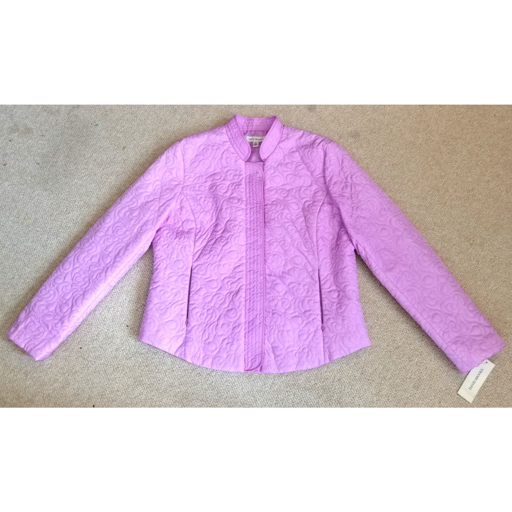 NWT $98 Womens Jacket-DAVID BROOKS-'Lilac' purple quilted snap lined Spring-14